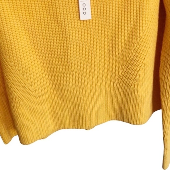 One Grey Day Sweater Rib Knit V-neck Canary Marigold Yellow Size XS - Picture 3 of 6